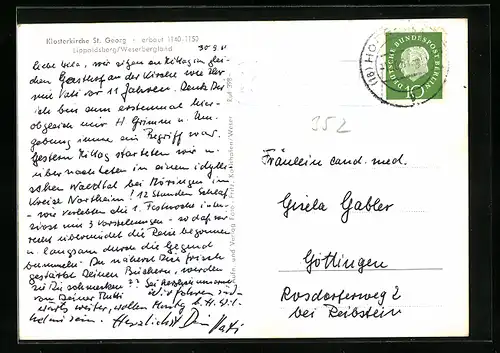 AK Landpoststempel Sababurg über Hofgeismar