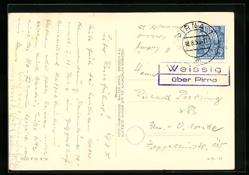 AK Landpoststempel Weissig über Pirna
