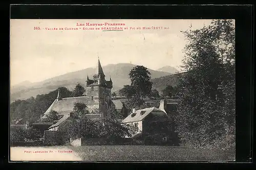 AK Beaudéan, l`église et Pic du Midi
