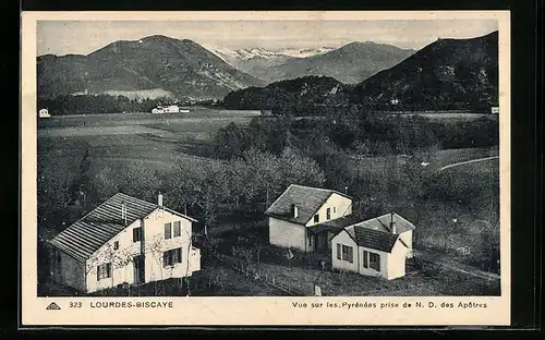 AK Lourdes-Biscaye, Vue sur les Pyrenees prise de N. D. des Apotres