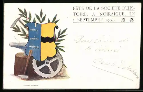 AK Neuchatel, Ambos & Wappen, Fete de la Societe D'Histoire, A Noiraigue le 5 Septembre 1904