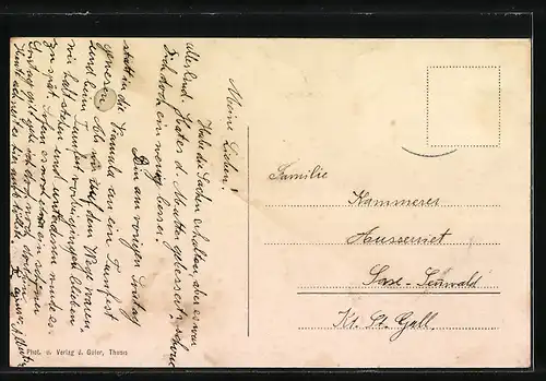 AK Thusis, Ortspartie in der Poststrasse am Posthotel