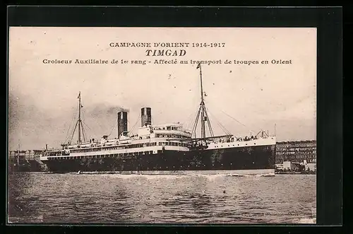 AK Passagierschiff Timgad, Croiseur Auxiliaire de 1er rang, Affecté au transport de troupes en Orient