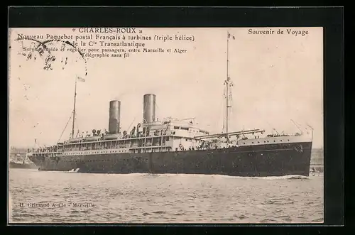 AK Passagierschiff Charles-Roux, Nouveau Paquebot posta Francais à turbines ...