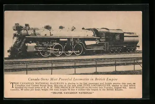 AK Canada Owns Most Powerful Locomotive in British Empire, Eisenbahn
