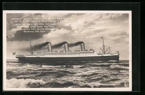 AK Passagierschiff Imperator der Hamburg-Amerika-Linie