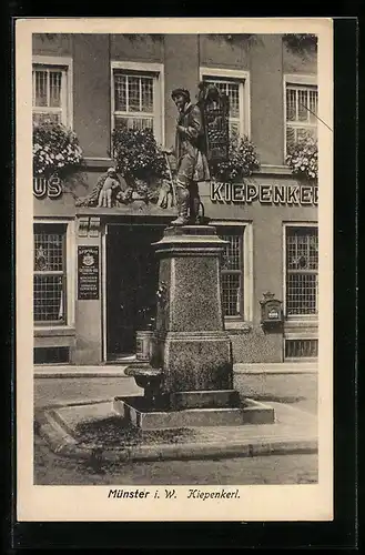 AK Münster i. W., Kiepenkerl vor dem Gasthaus Kiepenkerl