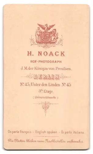 Fotografie H. Noack, Berlin, Unter den Linden 45, Junge Dame in gestreifter Bluse