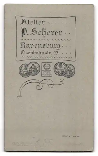 Fotografie P. Scherer, Ravensburg, Eisenbahnstrasse 23, Bürgerlicher Herr mit Schnauzbart