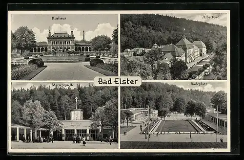 AK Bad Elster, Kurhaus, Albertbad, Marienquelle