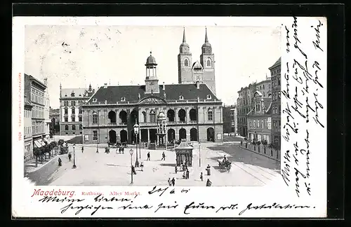 AK Magdeburg, Alter Markt mit Rathaus