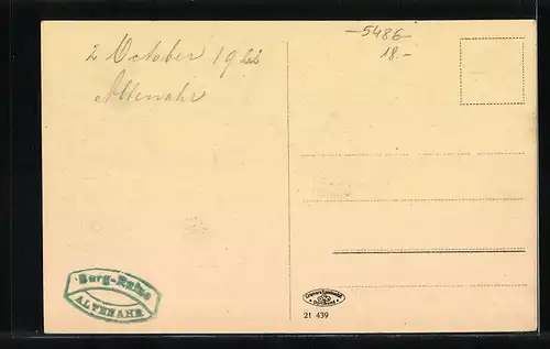 AK Altenahr, Burgruine Are und schwarzes Kreuz m. Bahnhof