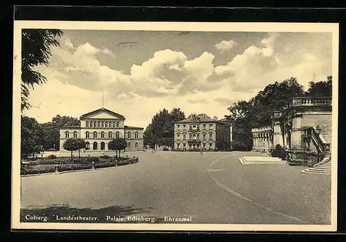 AK Coburg, Landestheater mit Palais Edinburg und Ehrenmal