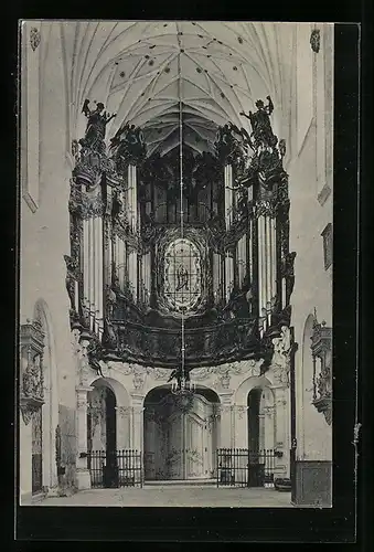 AK Oliva, Grosse Orgel mit Haupausgang in der Klosterkirche