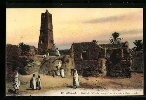 AK Biskra, Oasis de Fillièche, Mosquée et Maisons arabes