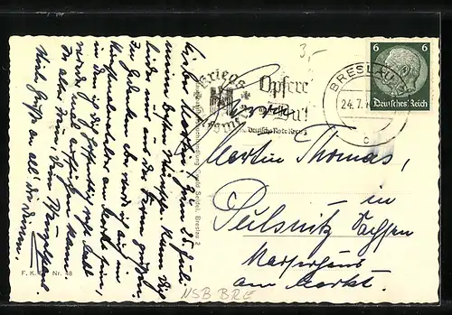 AK Breslau, Blick auf die Dominsel aus der Vogelschau