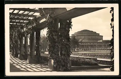 AK Breslau, Jahrhunderthalle mit Pergola