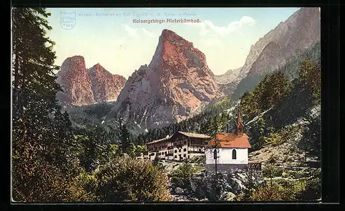 AK Hinterbärnbad, Ortsansicht im Kaisergebirge