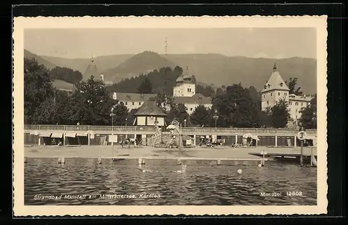 AK Millstatt a. Millstättersee, Blick auf Strandbad