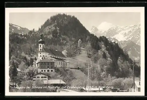 AK Tschagguns bei Schruns, Ortsansicht mit Kirche