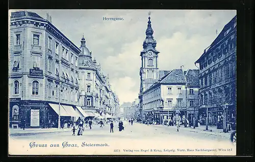 AK Graz /Steiermark, Blick in die Herrngasse