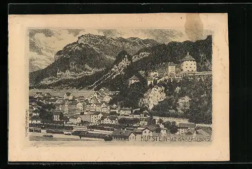 AK Kufstein, Ortsansicht mit Kaisergebirge