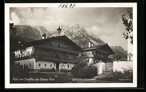 AK Scheffau bei Ellmau, Ortspartie mit Gasthaus