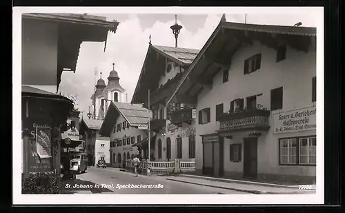 AK St. Johann, Speckbacherstrasse mit Geschäften