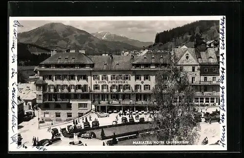 AK Mariazell, Hotel Laufenstein aus der Vogelschau