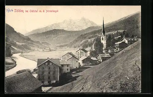 AK Sölden im Oetztal, Teilansicht mit dem Nöderkogel