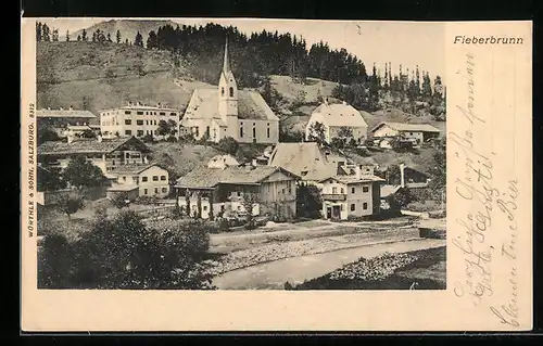 AK Fieberbrunn, Ortsansicht mit Kirche