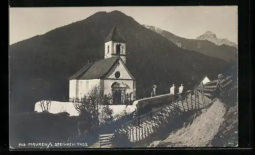 AK Mauren b. Steinach, Kirche gegen das Gebirge