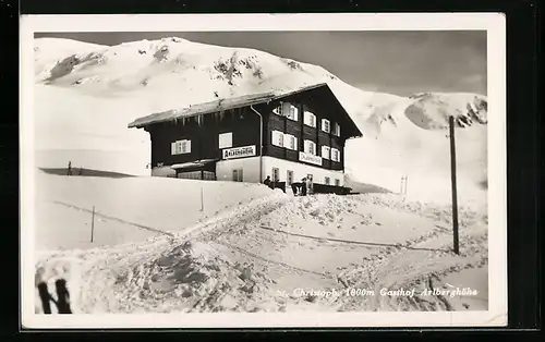 AK St. Christoph, Gasthof Arlberghöhe im Schnee