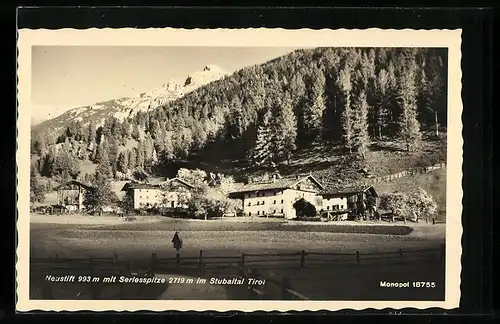 AK Neustift im Stubaital, Ortspartie mit Serlesspitze