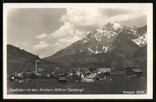 AK Saalfelden, Ortspanorama mit dem Birnhorn