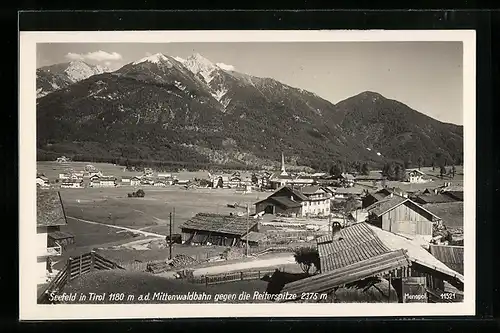 AK Seefeld a. d. Mittenwaldbahn, Ortspartie gegen die Reiterspitze