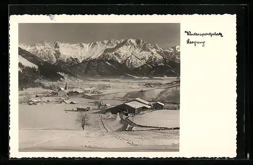 AK Leogang, Ortspartie gegen das Steinerne Meer im Schnee