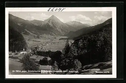 AK Au i. Bregenzer Wald /Vorarlberg, Ortspartie gegen Unschenspitze & Heiterberg