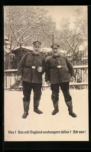 AK Zwei alte kräftige Soldaten - Was, uns will England aushungern lassen ? Ach nee!, Kriegsnot