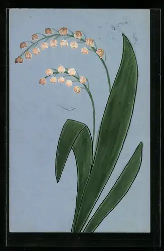Künstler-AK Handgemalt: Blühende Maiglöckchen
