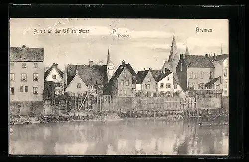 AK Bremen, Partie an der kleinen Weser mit Teerhof