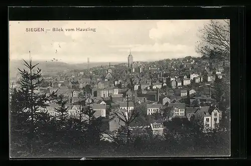 AK Siegen, Blick vom Hausling auf den Ort mit Kirche