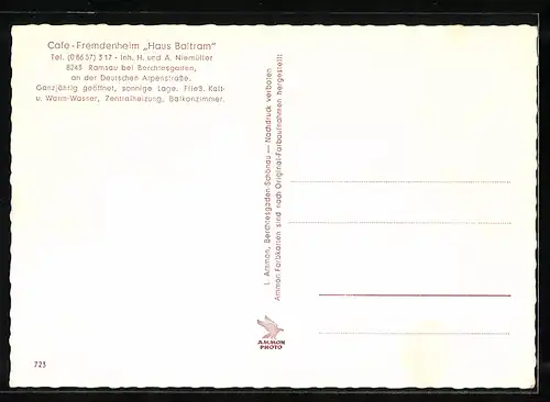 AK Ramsau bei Berchtesgaden, Cafe-Fremdenheim Haus Baltram