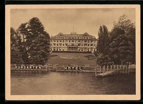 AK Friedrichshafen /Bodensee, Kurgarten-Hotel R. Velten mit Anlegesteg