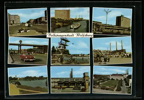AK Wolfsburg, VW Werk, Bahnhof, Rathaus