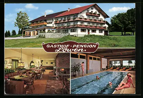 AK Lachen-Nesselwang /Allg., Gasthof-Pension Löwen H. u. E. Unsinn mit Hallenbad