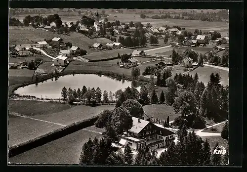 AK Huglfing /Obb., Mütterheim mit Blick auf Oberhausen, Fliegeraufnahme