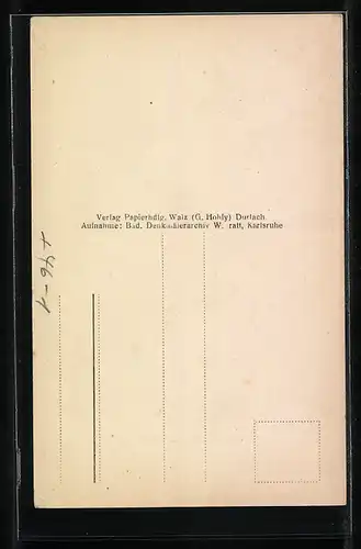 AK Durlach, Hauptstrasse aus der Vogelschau, mit Strassenbahn