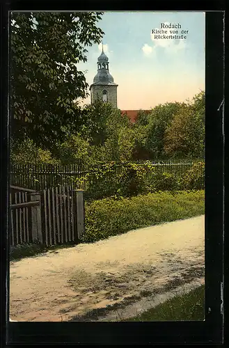 AK Rodach, Blick auf die Kirche von der Rückerstrasse aus