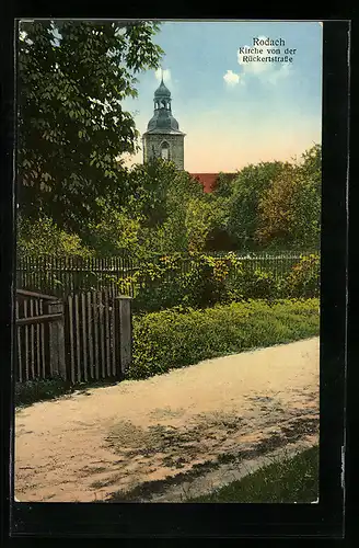 AK Rodach, Blick auf die Kirche von der Rückerstrasse aus